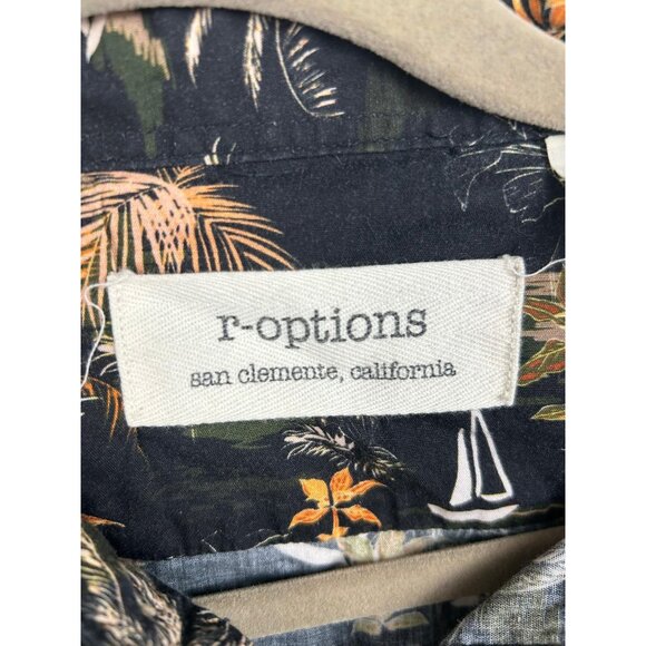 R-Options Men's Hawaiian Style Black Tropical Button-Up Shirt XL 100% Cotton - Picture 9 of 11